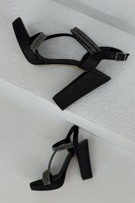 SHINNY HIGH HEEL WOMEN SANDALS BLACK/ E ZEZE - 4