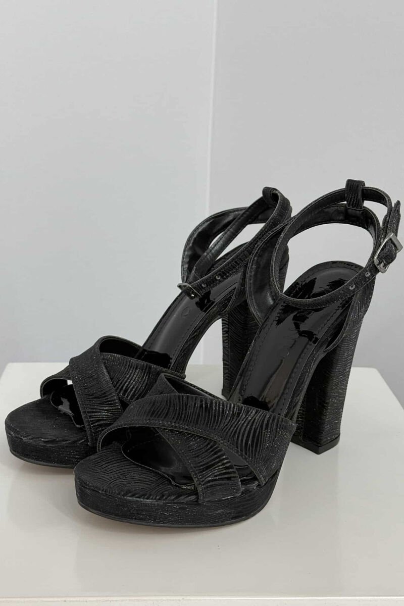 SHINNY HIGH HEEL WOMEN SANDALS BLACK/ E ZEZE - 1