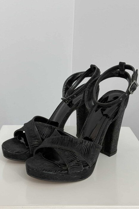 SHINNY HIGH HEEL WOMEN SANDALS BLACK/ E ZEZE 