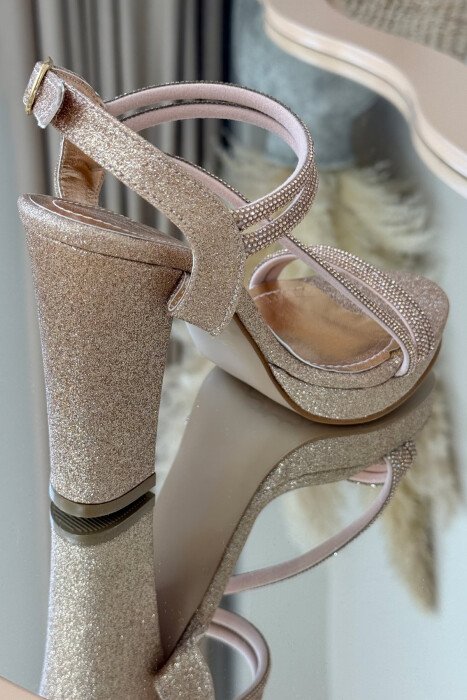 SHINNY HIGH HEEL WOMEN SANDALS GOLDEN ROD/GOLD - 3