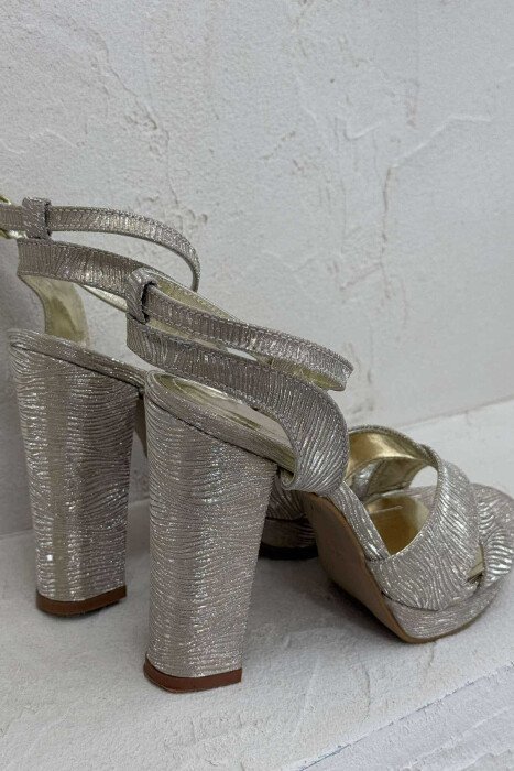 SHINNY HIGH HEEL WOMEN SANDALS GOLDEN ROD/GOLD - 4