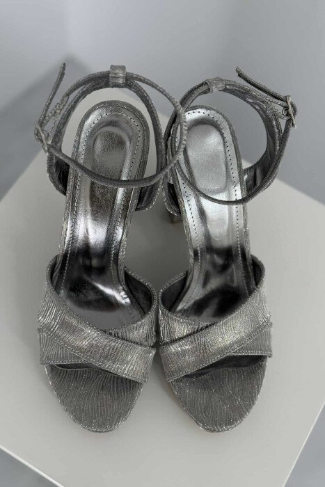 SHINNY HIGH HEEL WOMEN SANDALS GREY/GRI - 2