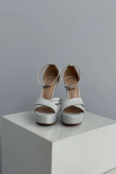 SHINNY HIGH HEEL WOMEN SANDALS SILVER/ARGJEND - 5