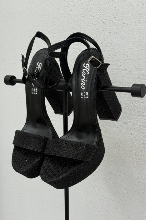 SHINNY HIGHT HEEL WOMEN SANDALS BLACK/ E ZEZE - 2