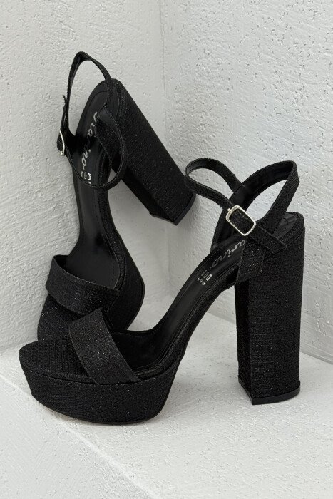 SHINNY HIGHT HEEL WOMEN SANDALS BLACK/ E ZEZE 