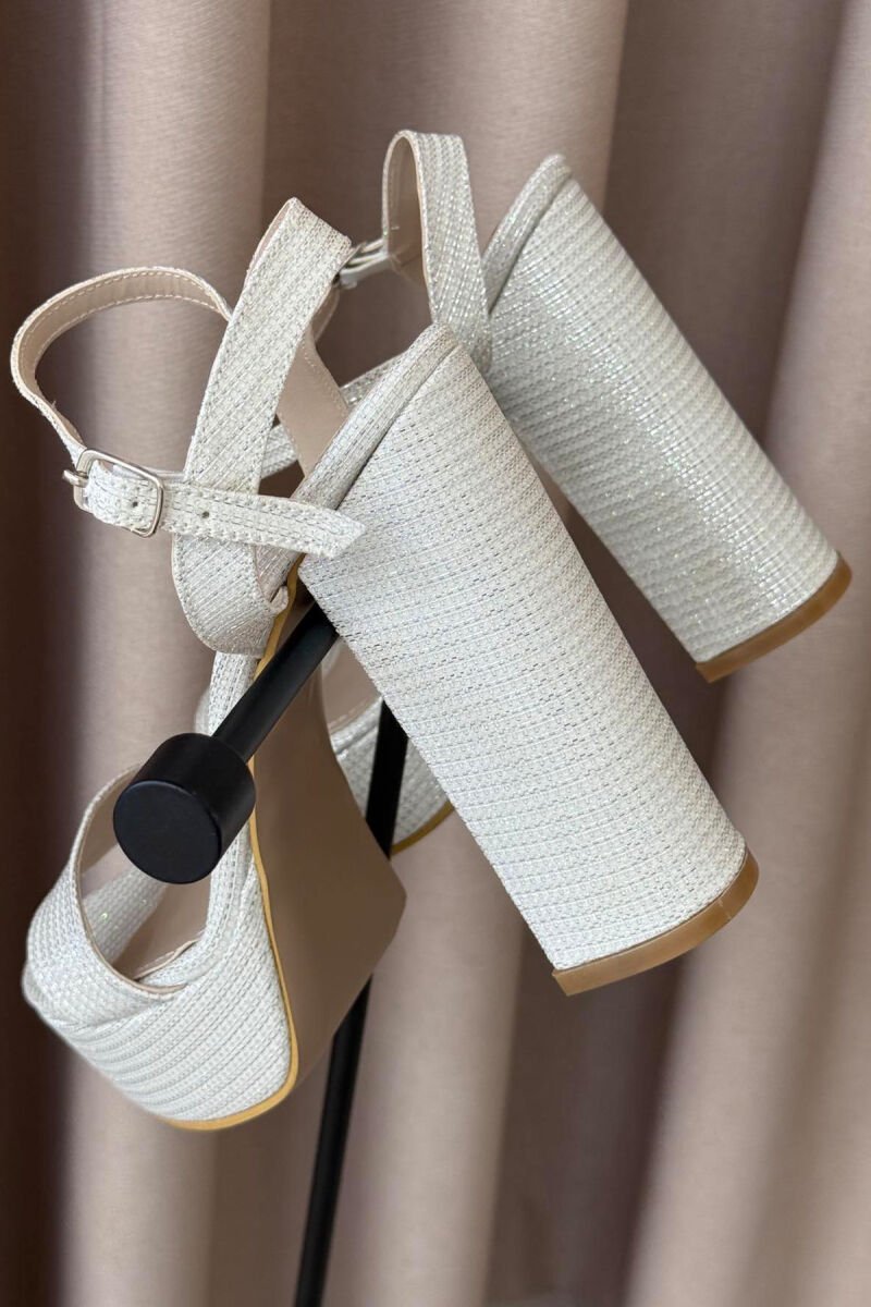 SHINNY HIGHT HEEL WOMEN SANDALS CREAM/KREM - 2