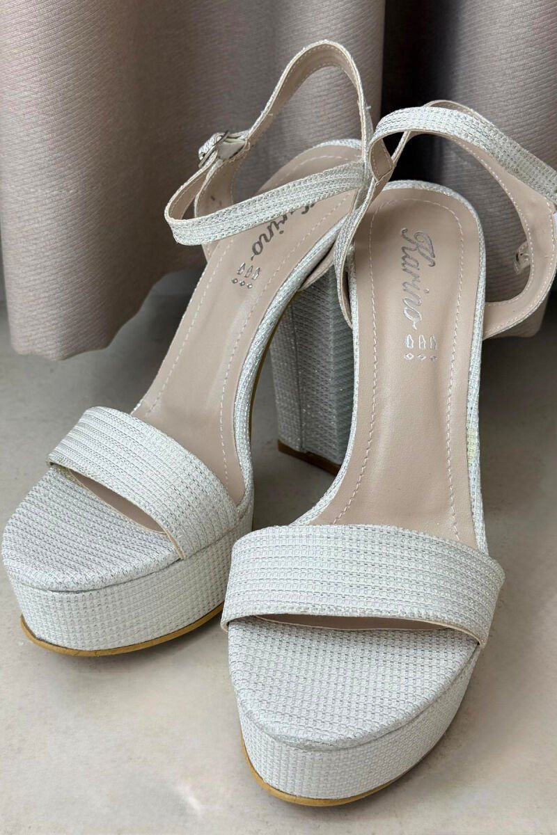 SHINNY HIGHT HEEL WOMEN SANDALS CREAM/KREM - 3