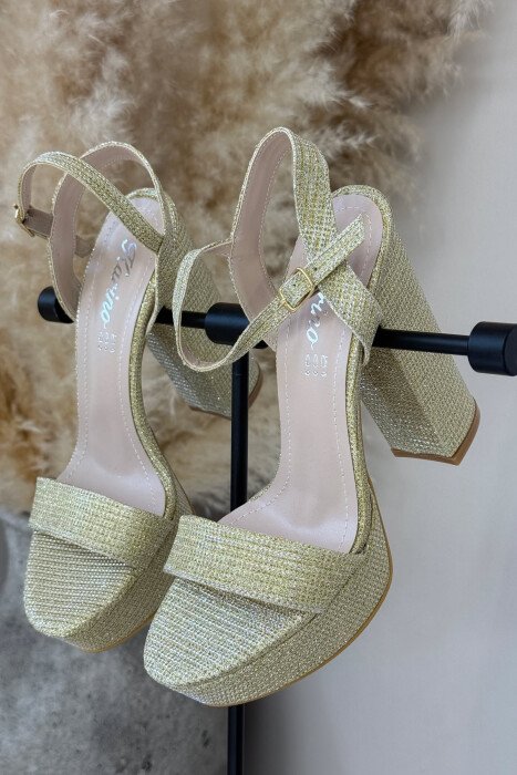 SHINNY HIGHT HEEL WOMEN SANDALS GOLDEN ROD/GOLD - 2