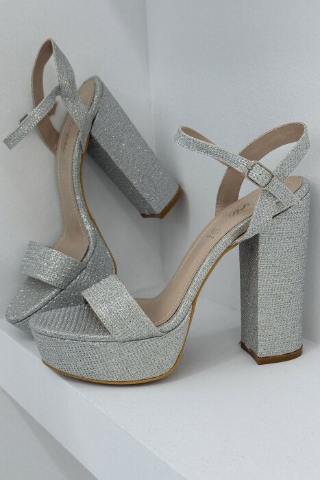 SHINNY HIGHT HEEL WOMEN SANDALS GREY/GRI - KLAUDIO FASHION