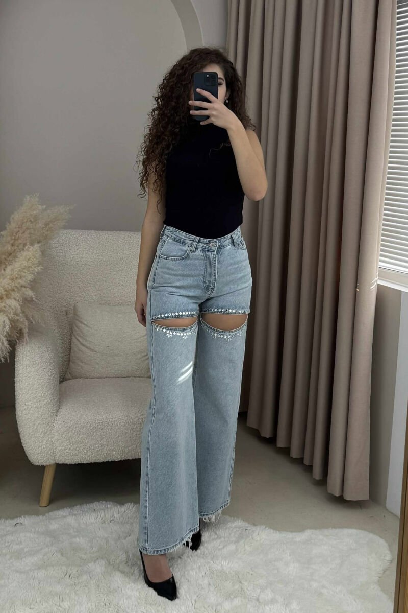SHINNY STONES CUT OFF WOMEN JEANS LIGHTBLUE/BZ - 2
