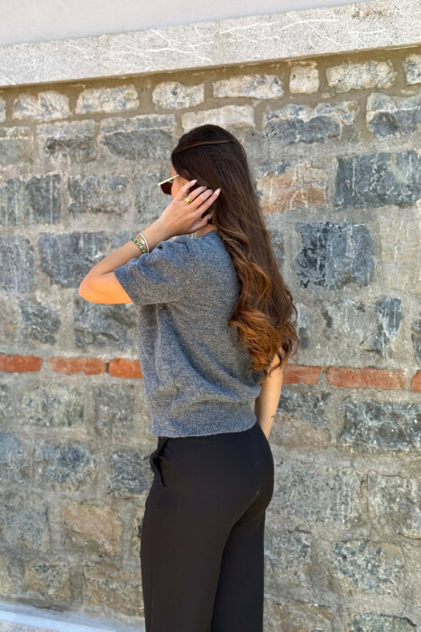 SHINY DETAILS SHORT SLEEVE WOMAN CARDIGAN GREY/GRI - 2