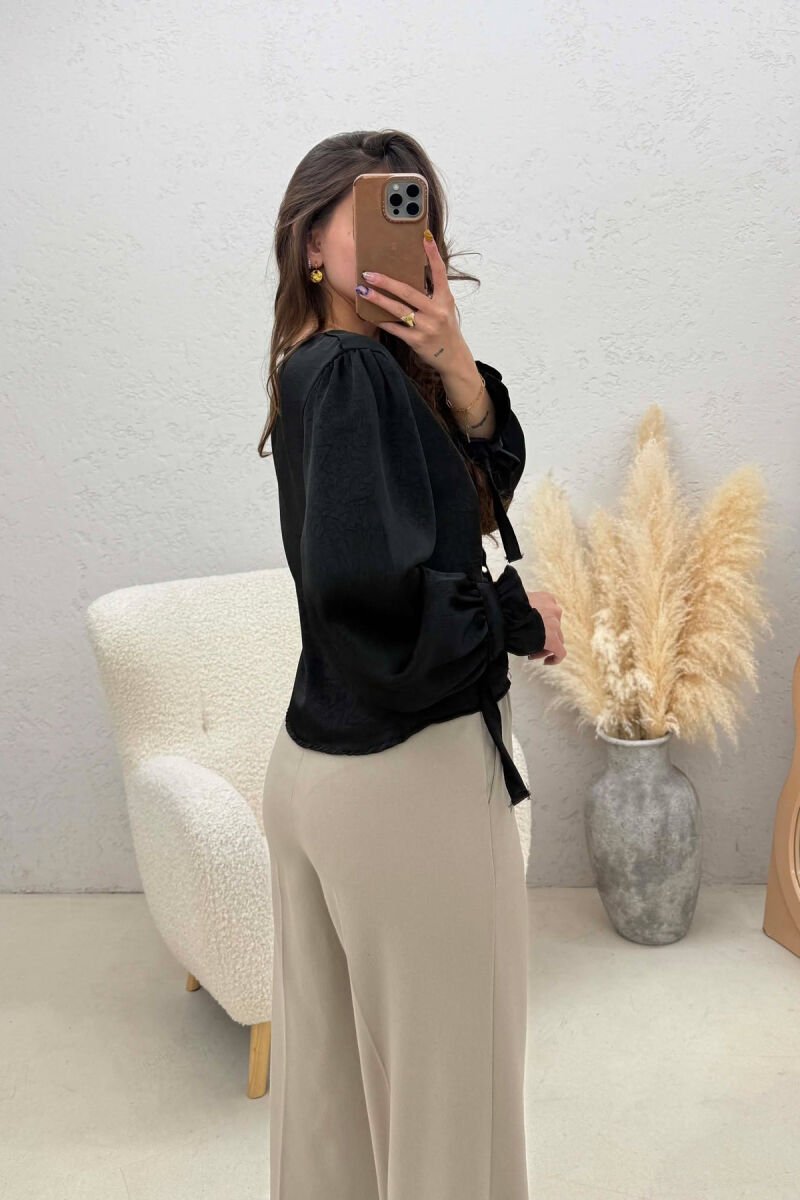 SHINY GOLD BUTTONS WOMAN SHIRT BLACK/ E ZEZE - 2