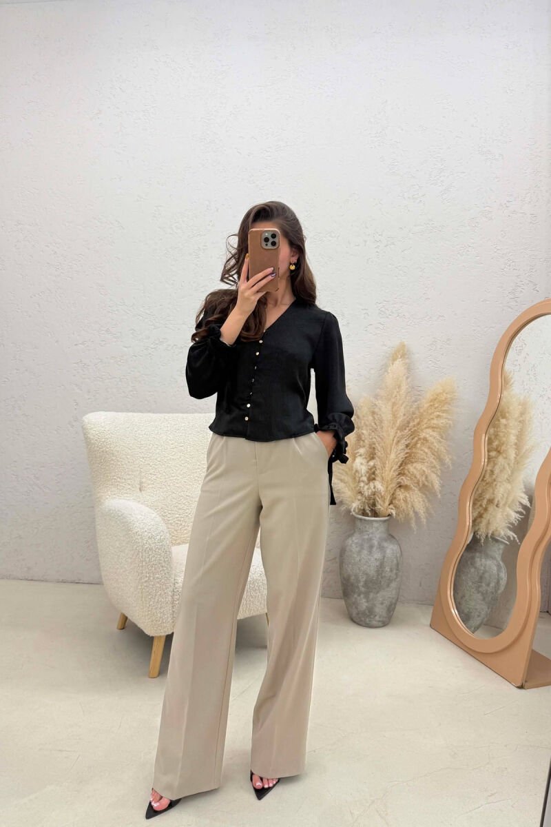 SHINY GOLD BUTTONS WOMAN SHIRT BLACK/ E ZEZE - 3