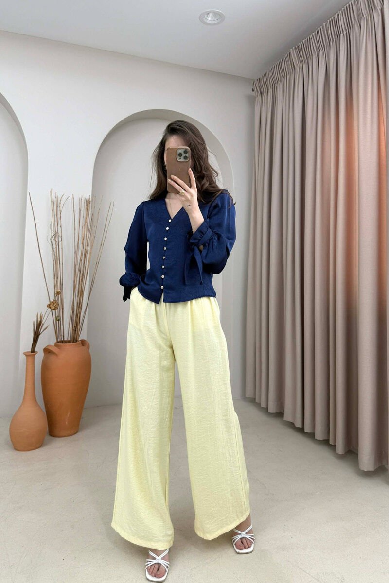 SHINY GOLD BUTTONS WOMAN SHIRT BLUE/BLU - 2