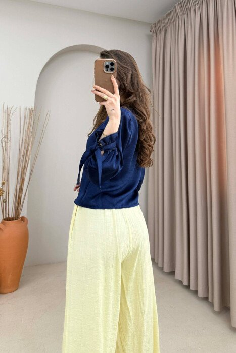 SHINY GOLD BUTTONS WOMAN SHIRT BLUE/BLU - 4