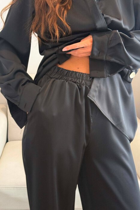 SHINY SHIRT + ELASTIC WAIST TROUSERS WOMAN SET BLACK/ E ZEZE - 3
