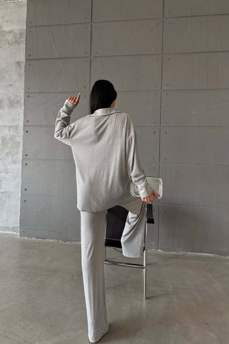 SHINY SHIRT + TROUSERS WOMAN TWO PIECE SET GREY/GRI - 2