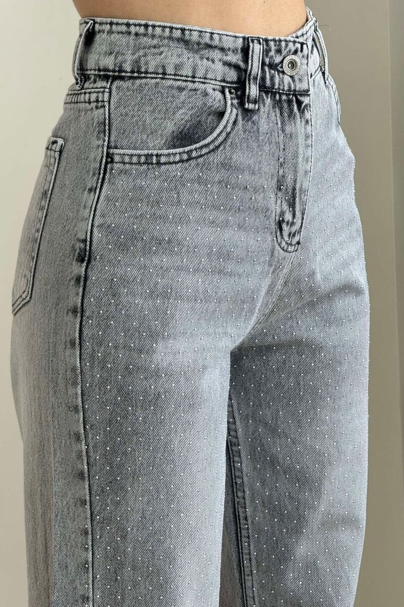 SHINY STONES DETAIL WOMEN JEANS GREY/GRI - 5