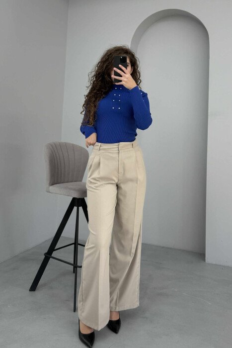 SHINY STONES ONE COLOR WOMEN SWEATER BLUE/BLU 