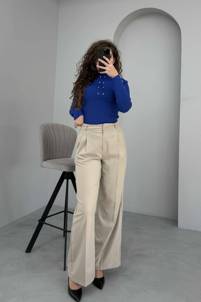 SHINY STONES ONE COLOR WOMEN SWEATER BLUE/BLU - 1