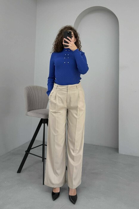 SHINY STONES ONE COLOR WOMEN SWEATER BLUE/BLU - 2