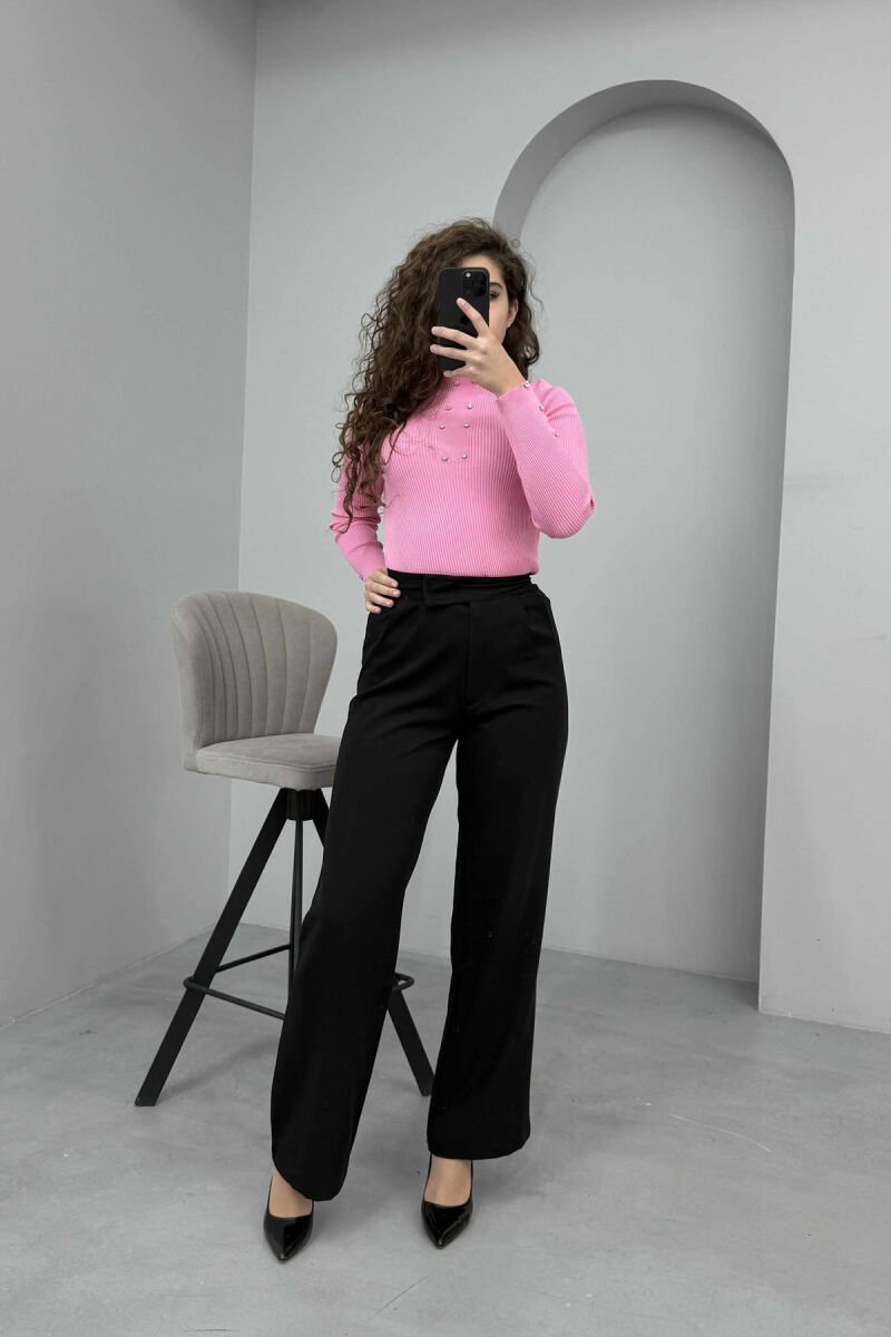 SHINY STONES ONE COLOR WOMEN SWEATER PINK/ROZE - 5