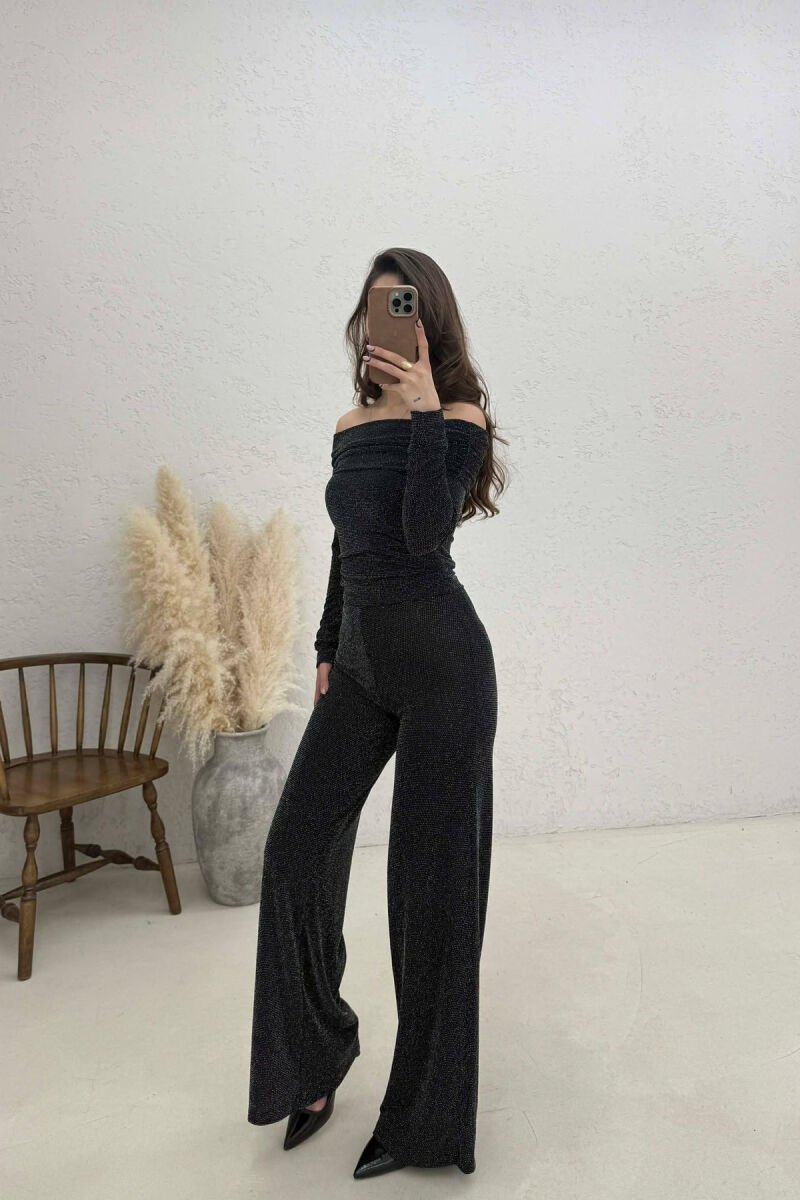 SHINY SWEATSHIRT + TROUSERS WOMAN SET BLACK/ E ZEZE - 2