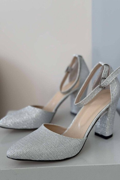 SHINY WOMEN HEELS GREY/GRI - KLAUDIO FASHION