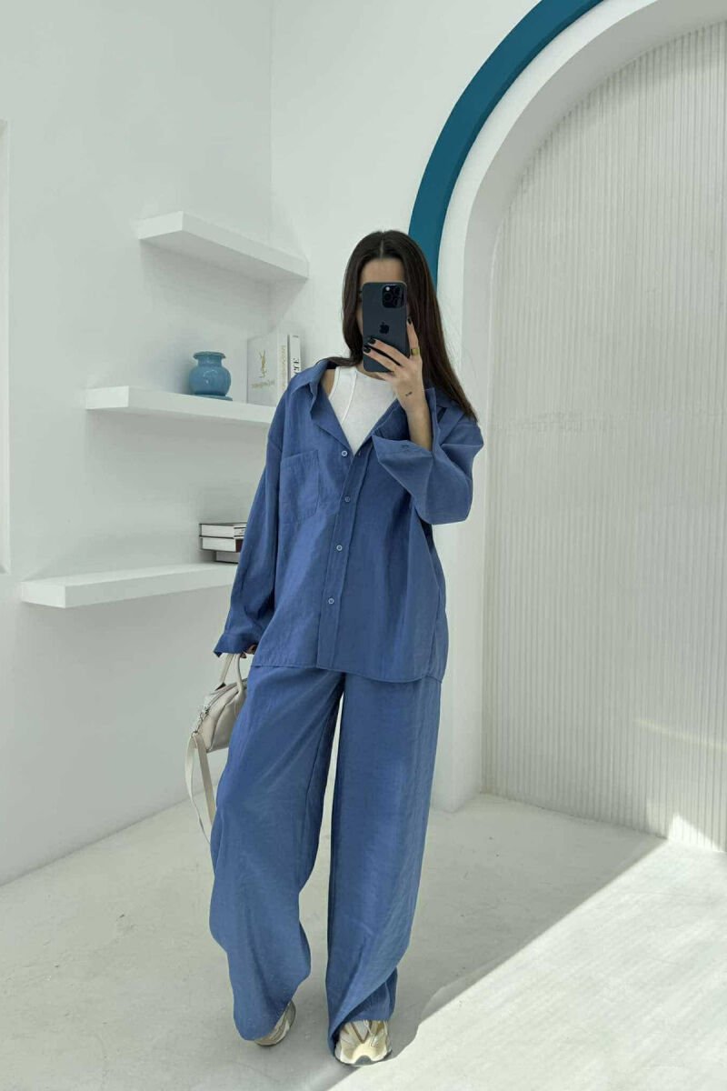 ONE COLOR SHIRT+TROUSERS WOMEN SET BLUE/BLU - 6