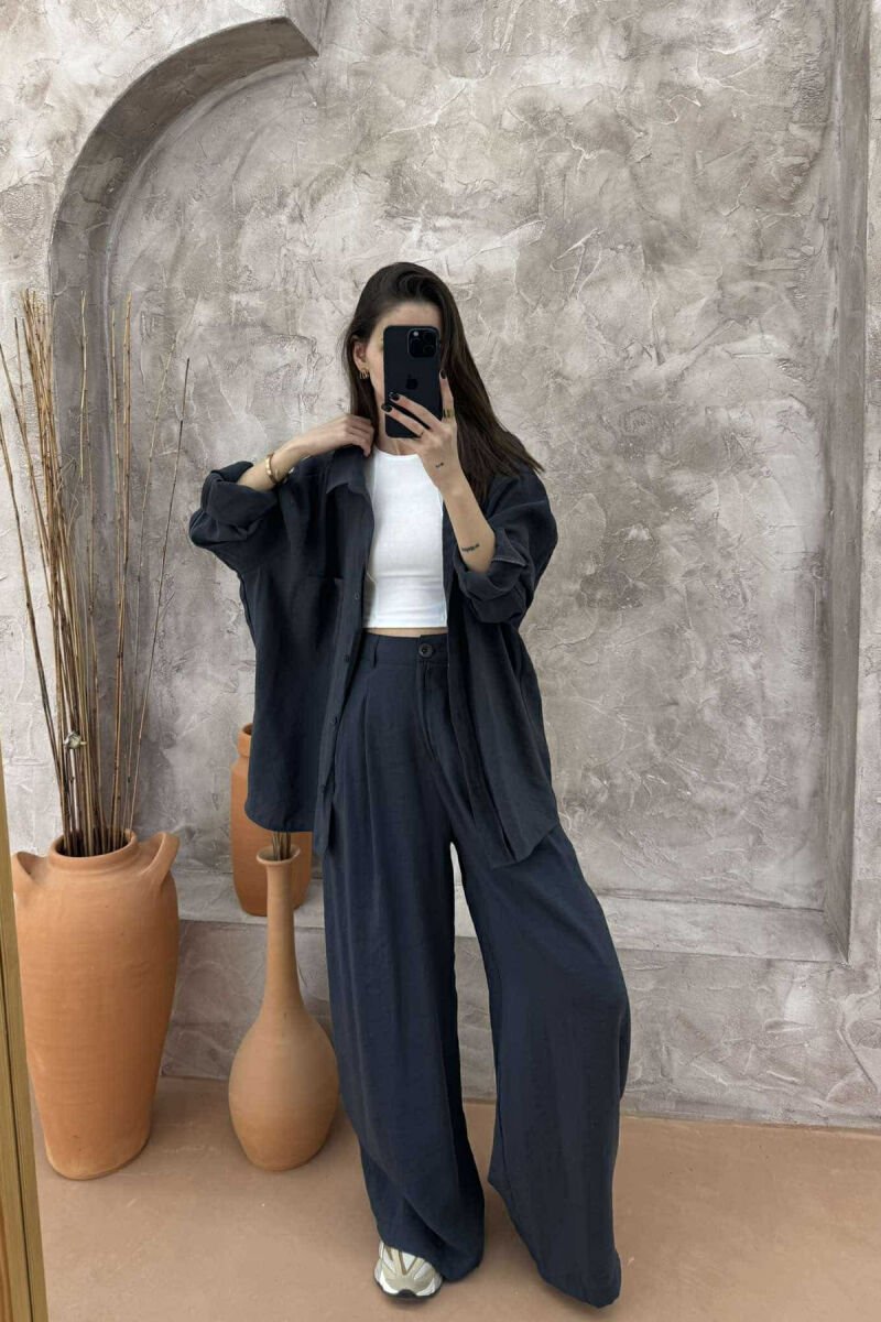 ONE COLOR SHIRT+TROUSERS WOMEN SET DARK GREY/GEE - 6