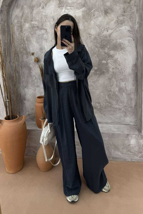 ONE COLOR SHIRT+TROUSERS WOMEN SET DARK GREY/GEE - 7