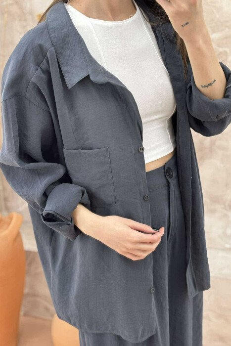 ONE COLOR SHIRT+TROUSERS WOMEN SET DARK GREY/GEE - 9