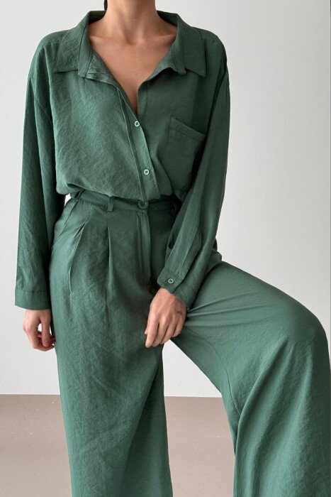 ONE COLOR SHIRT+TROUSERS WOMEN SET GREEN/JESHILE - 2
