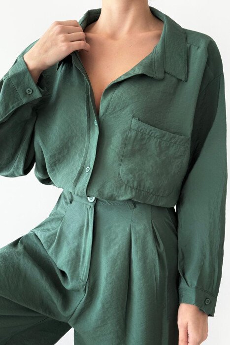 ONE COLOR SHIRT+TROUSERS WOMEN SET GREEN/JESHILE - 4