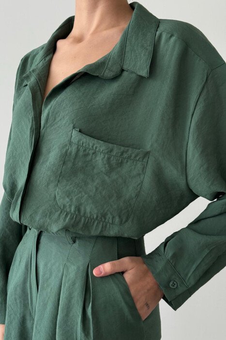 ONE COLOR SHIRT+TROUSERS WOMEN SET GREEN/JESHILE - 5