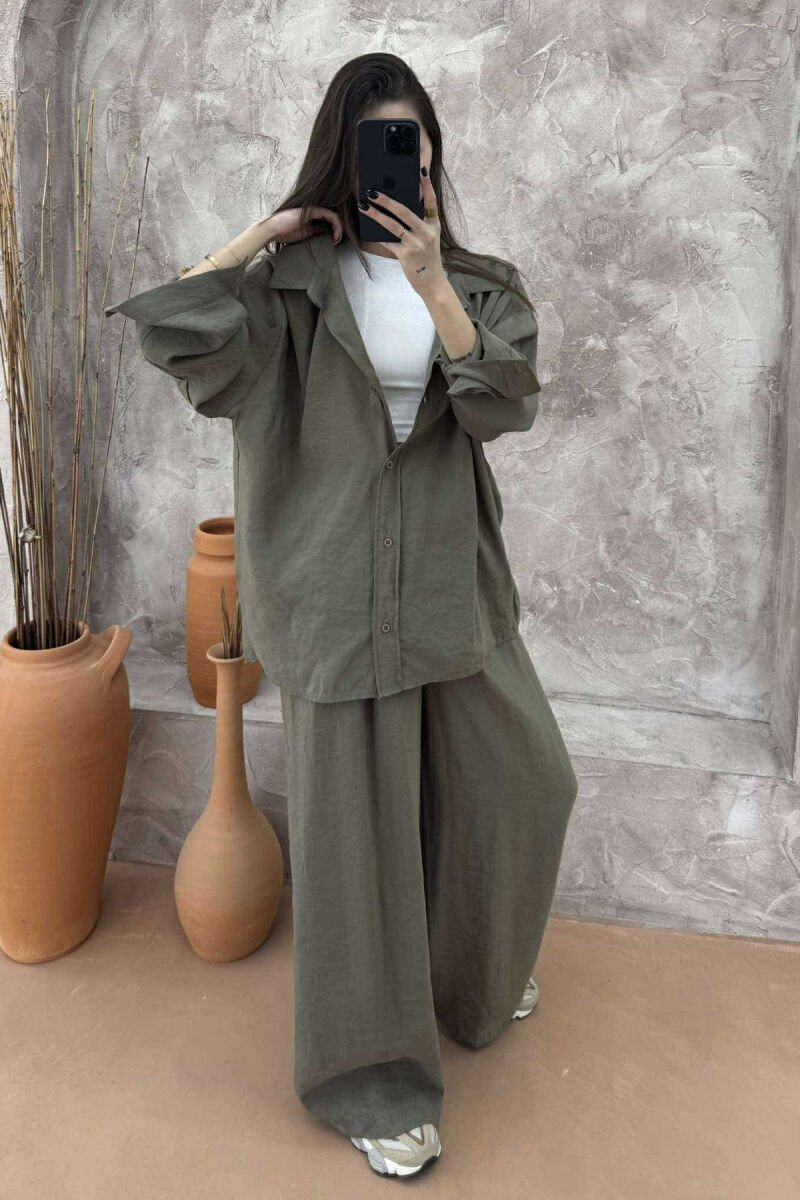 ONE COLOR SHIRT+TROUSERS WOMEN SET OLIVE/ULLI - 7