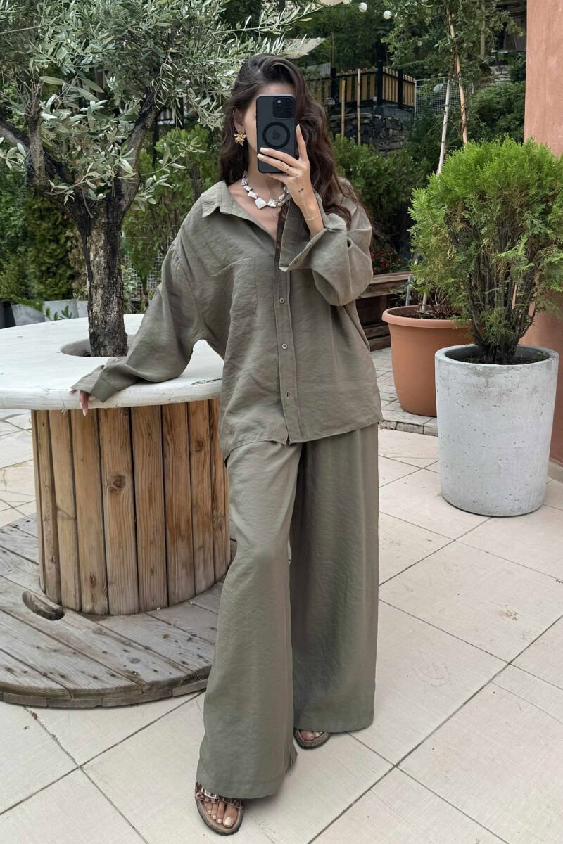 ONE COLOR SHIRT+TROUSERS WOMEN SET OLIVE/ULLI - 3