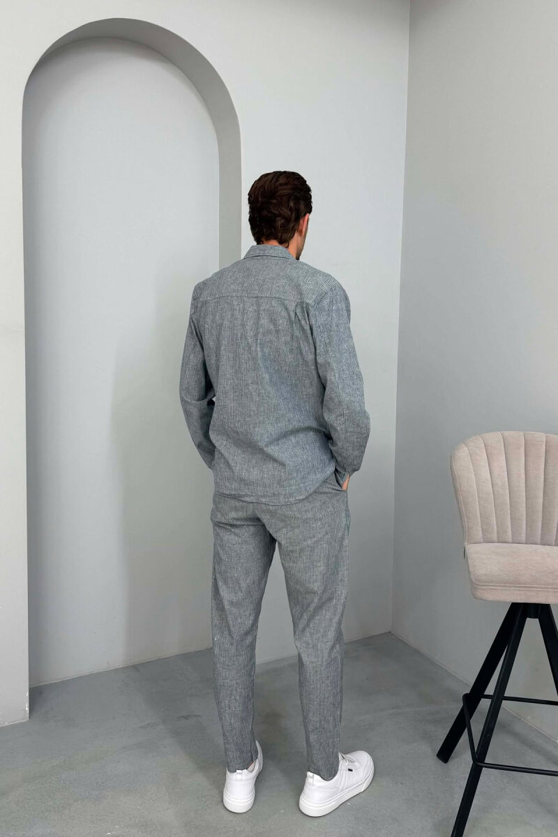 SHIRT+PANTS POCKETS STRIPED MEN SET LIGHTBLUE/BZ - 4