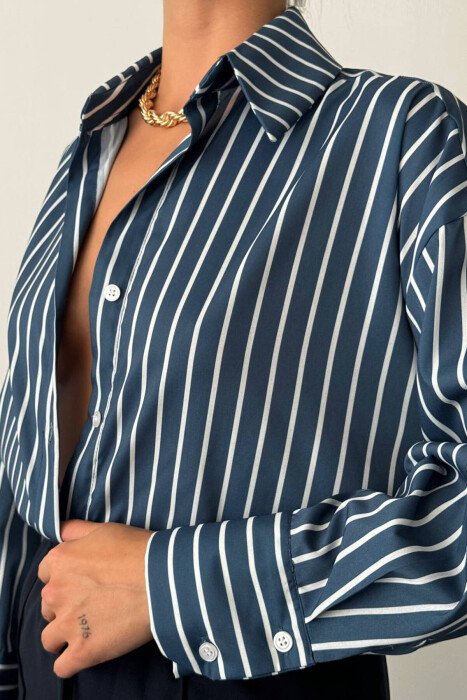 SHIRTS WITH WHITE HORIZONTAL LINES WOMAN BLUE/BLU 