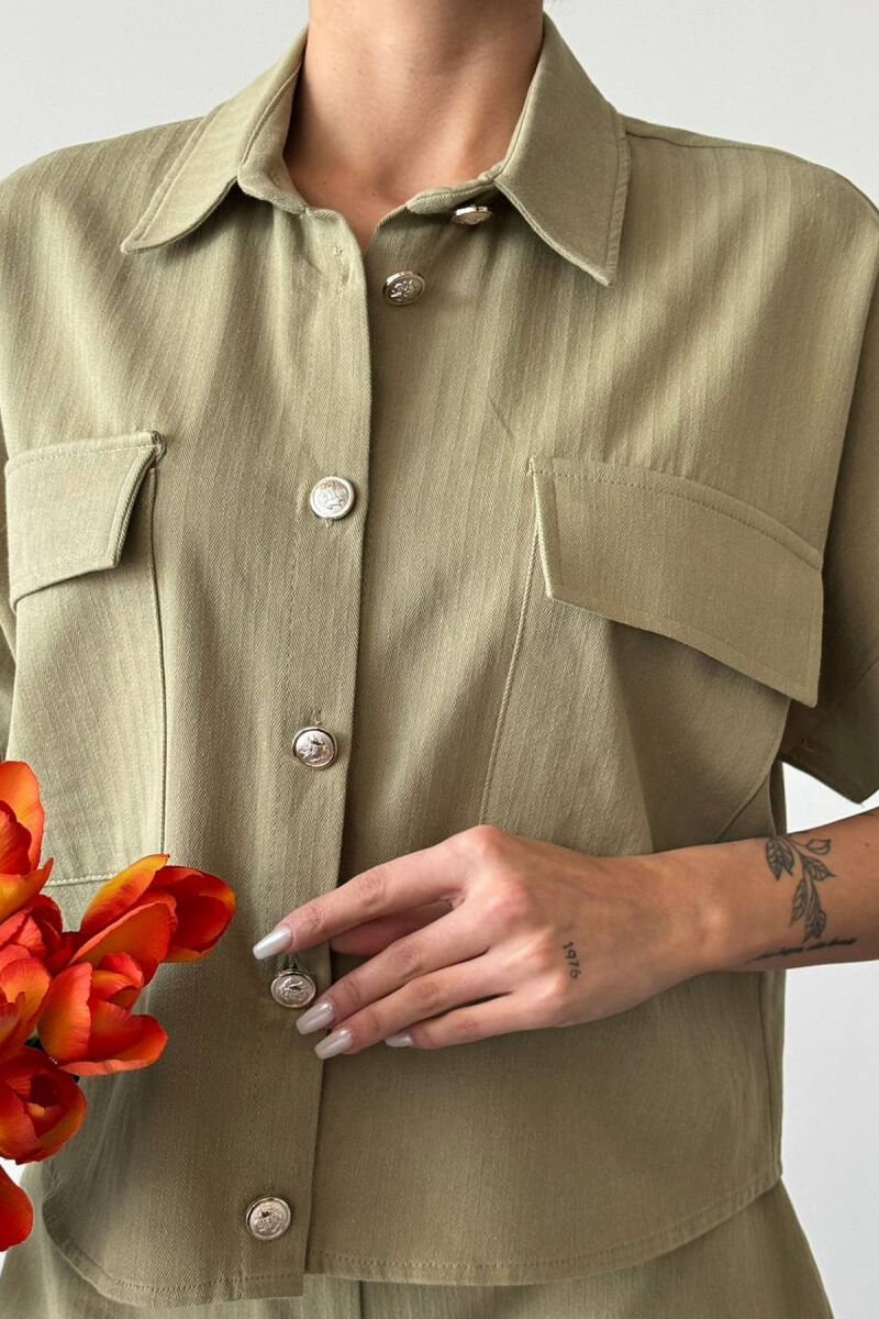 SHIRT+SHORT TROUSERS WOMAN SET OLIVE/ULLI - 3