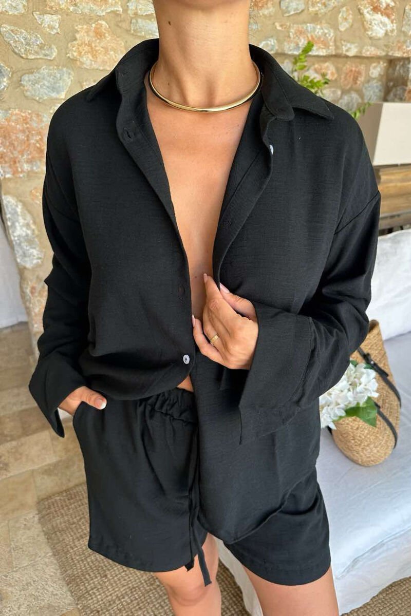 SHIRT+SHORTS ONE COLOR WOMEN SET BLACK/ E ZEZE - 2