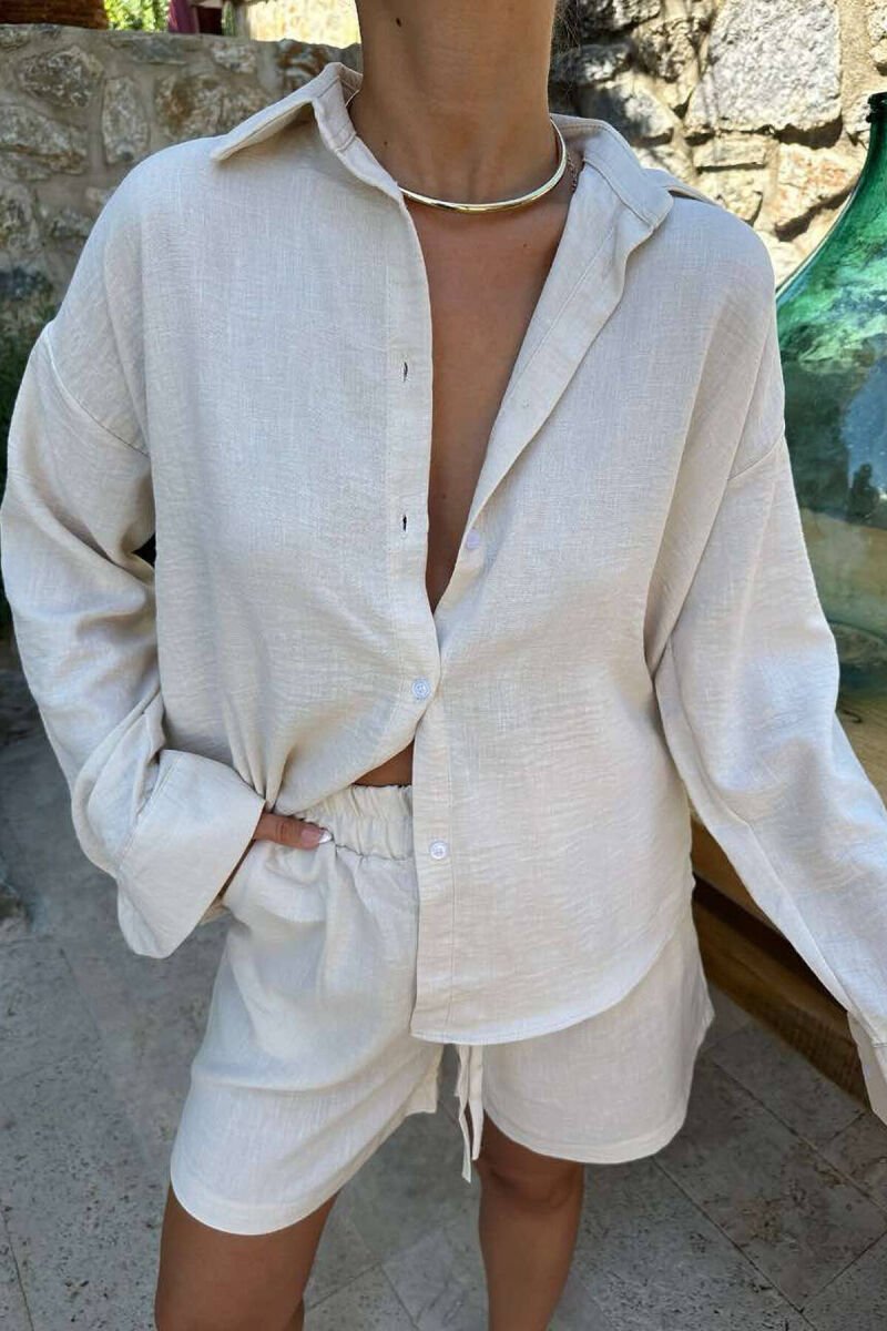SHIRT+SHORTS ONE COLOR WOMEN SET WHITE-E BARDHE - 3