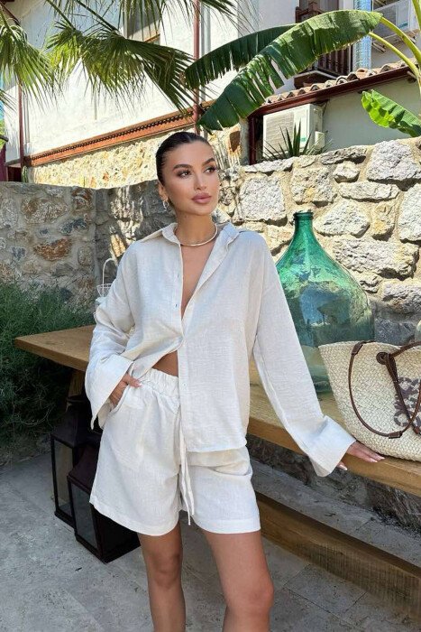 SHIRT+SHORTS ONE COLOR WOMEN SET WHITE-E BARDHE - 4