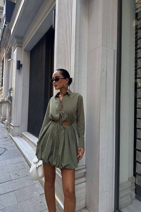 SHIRT+SKIRT LACING WOMAN SET GREEN/JESHILE - KLAUDIO FASHION