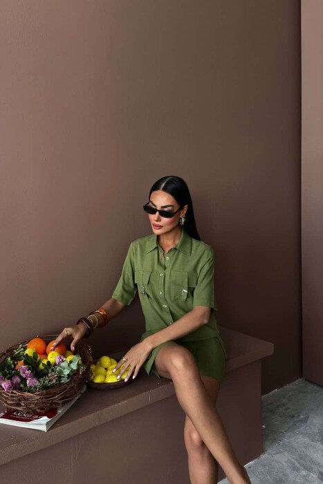 SHIRT+SKORT POCKETS DETAIL WOMEN SET GREEN/JESHILE - 3