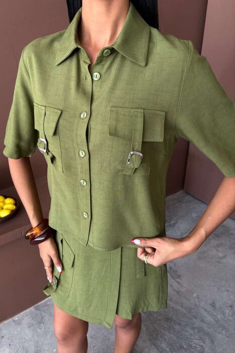 SHIRT+SKORT POCKETS DETAIL WOMEN SET GREEN/JESHILE - 4