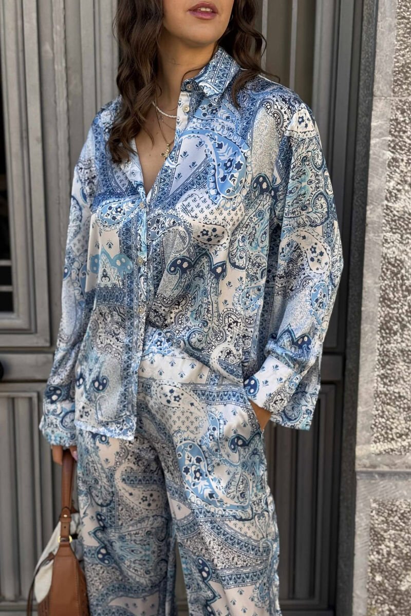 SHIRT+TROUSERS ABSTRACT DESIGN WOMEN SET LIGHTBLUE/BZ - 3