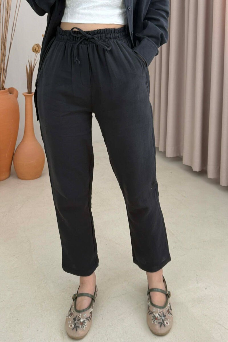 SHIRT+TROUSERS LACINGS ONE COLOR WOMEN SET BLACK/ E ZEZE - 2