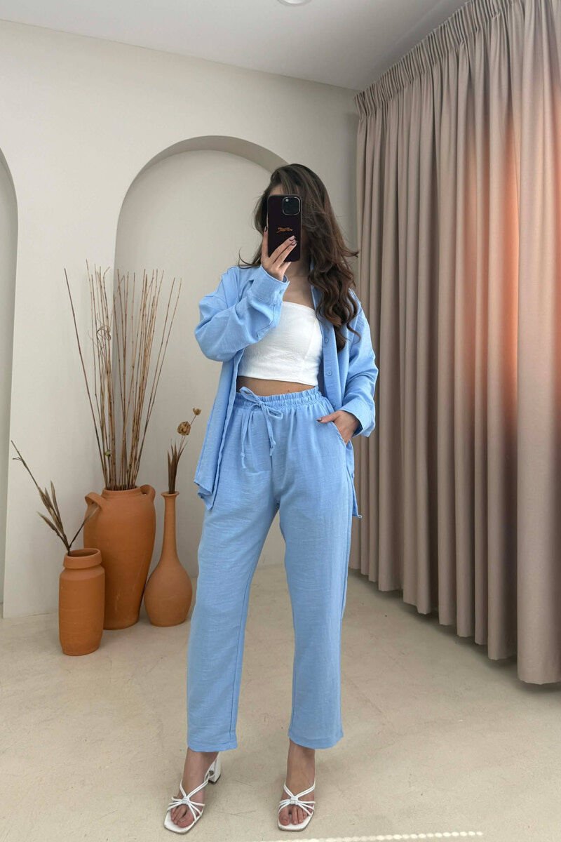 SHIRT+TROUSERS LACINGS ONE COLOR WOMEN SET LIGHTBLUE/BZ - 3