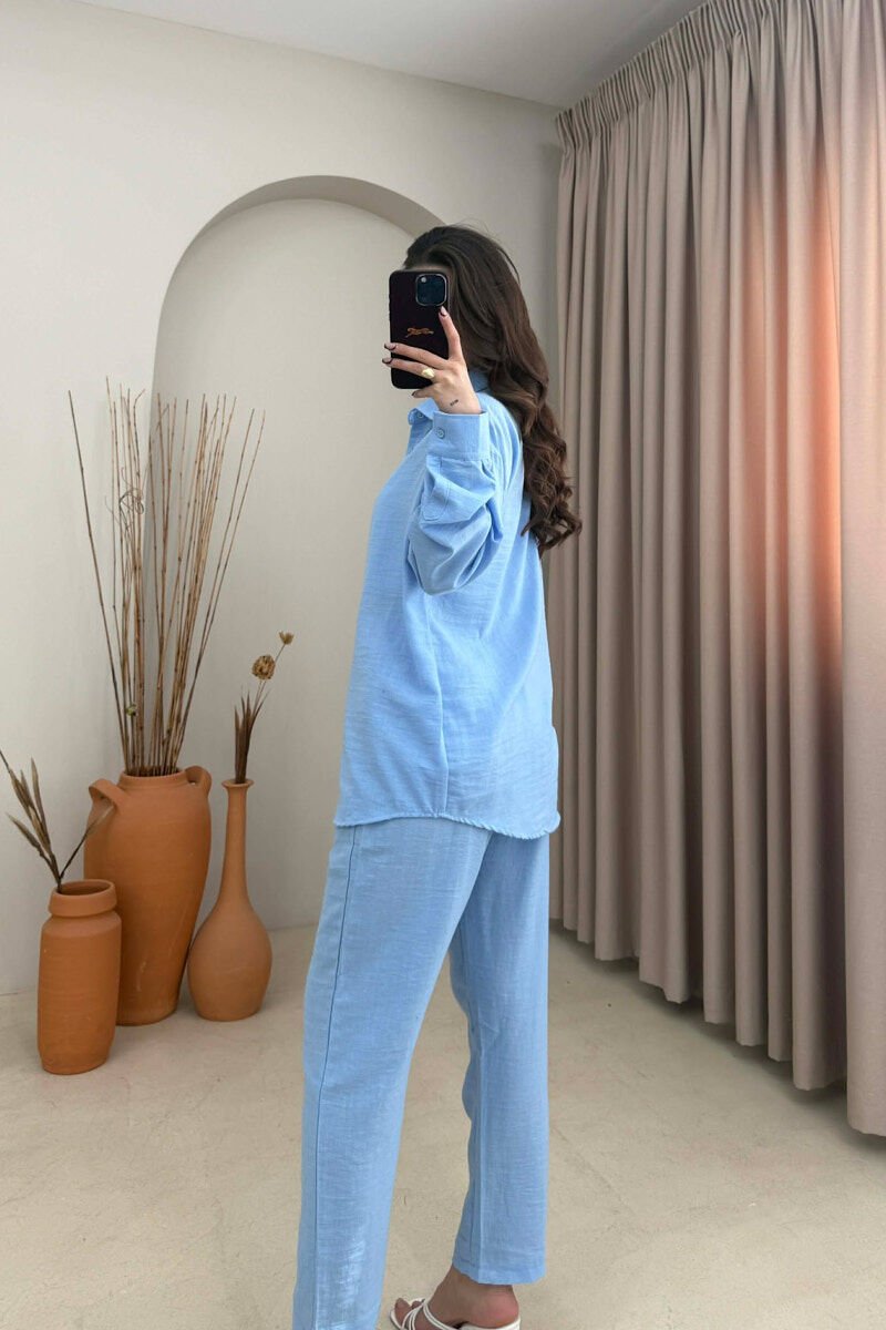 SHIRT+TROUSERS LACINGS ONE COLOR WOMEN SET LIGHTBLUE/BZ - 4